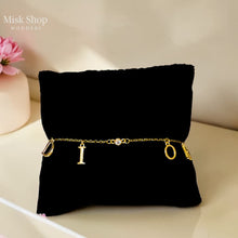 Gold plated letter charm bracelet with zircon stone from Misk Shop