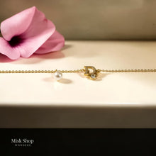 Gold plated letter D bracelet with pearl and zircon from Misk Shop