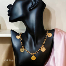 Gold plated long coin chain necklace from Misk Shop
