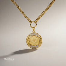 Long Ottoman coin necklace with zircon stones from Misk Shop