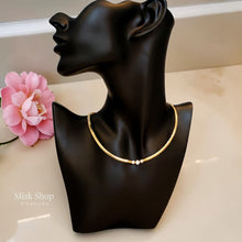 Gold plated snake chain choker necklace with zircon stones from Misk Shop
