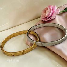 Love inspired bangle gold plated and rhodium plated bracelet
