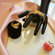 Snake Bracelet & Ring Set – 5A Zircon – 21K Gold Plated – Free Size