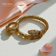 Snake Bracelet & Ring Set – 5A Zircon – 21K Gold Plated – Free Size