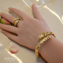 Snake Bracelet & Ring Set – 5A Zircon – 21K Gold Plated – Free Size