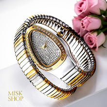 MISS FOX Bvlgari-inspired two-tone crystal watch with coiled bracelet