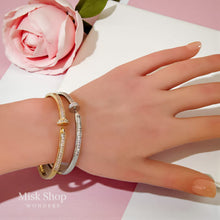 Full zircon nail bangle gold plated and rhodium plated standard size