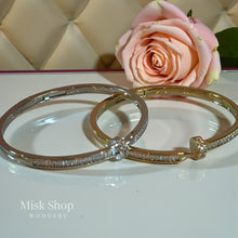 Full zircon nail bangle gold plated and rhodium plated standard size
