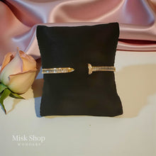Full zircon nail bangle gold plated and rhodium plated standard size