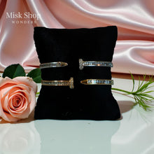 Full zircon nail bangle gold plated and rhodium plated standard size