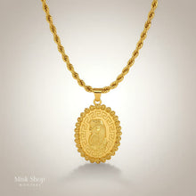 Ottoman style long necklace with engraved pendant gold plated
