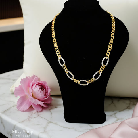 Oval link chain necklace gold plated 18K stainless steel women jewelry