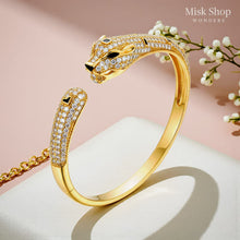 Panther head bangle 21K gold plated stainless steel with 5A zircon stones
