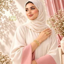 Pearl lattice bracelet and ring set styled on model
