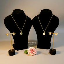 Coffee bean inspired zircon necklace and earrings set available in clear and turquoise
