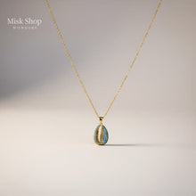 Coffee bean inspired zircon necklace and earrings set available in clear and turquoise
