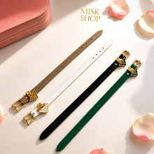 Prada triangle-logo adjustable leather bracelets in black, green, white, and tan