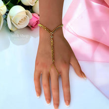 سلسلة يد كيرب عريضة بحجر زيركون دائري مطلية بالذهب عيار 18