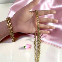 طقم السلسلة الملكية الفاخر مكون من سنسال وأسوارة بتصميم سلاسل متداخلة مطلي بالذهب عيار 21 من مسك شوب