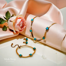 Royal turquoise snake jewelry set 21k gold plated with natural turquoise stones