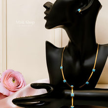Royal turquoise snake jewelry set 21k gold plated with natural turquoise stones