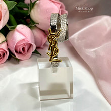 Front view of silver Saint Laurent inspired double band zircon ring – Misk Shop