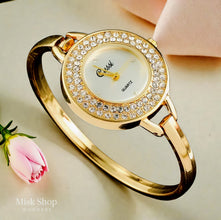 Elegant women gold bracelet watch with zircon 18K gold plated stainless steel quartz Misk Shop Jordan