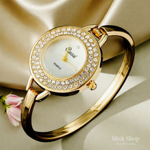 Elegant women gold bracelet watch with zircon 18K gold plated stainless steel quartz Misk Shop Jordan