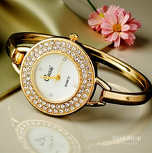 Elegant women gold bracelet watch with zircon 18K gold plated stainless steel quartz Misk Shop Jordan