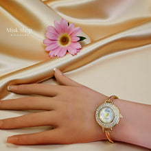 Elegant women gold bracelet watch with zircon 18K gold plated stainless steel quartz Misk Shop Jordan