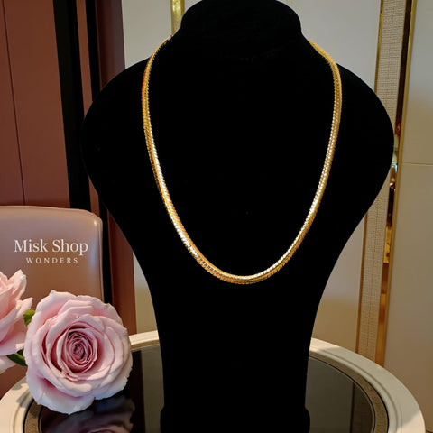 
سنسال Snake Chain نسائي مطلي ذهب عيار 18 من ستانلس ستيل مقاوم للصدأ بتصميم أملس فاخر