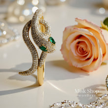 Luxury Snake Jewelry Set (Bracelet & Ring) 18K Gold Plated with 5A Zircon – Adjustable