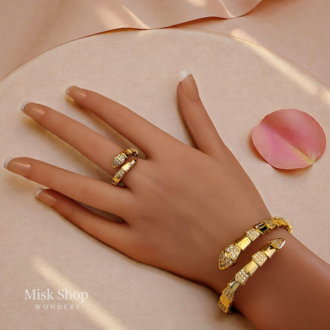 Soft Snake Jewelry Set – 5A Zircon Gold Plated (Free Size)