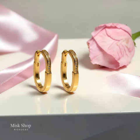 حلق دائري كلاسيك مطلي ذهب 21 من Misk Shop
