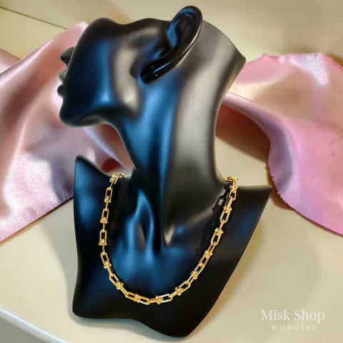 Tiffany inspired classic gold chain necklace 18k gold plated elegant design from Misk Shop
