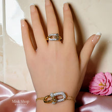 Tiffany inspired jewelry set necklace bracelet earrings gold plated with 5A zircon stones from Misk Shop
