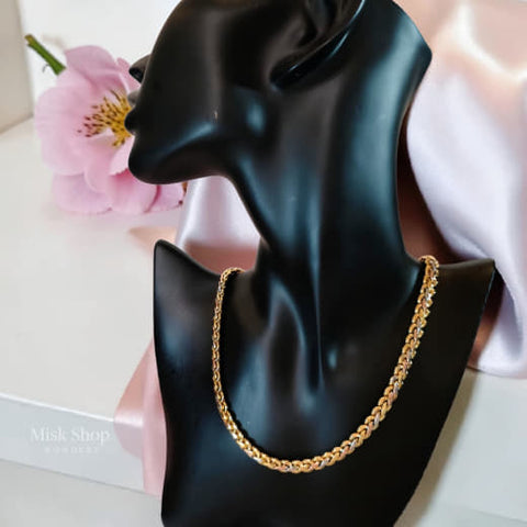 سنسال مجدول ثلاثي الالوان مطلي ذهب 21 من Misk Shop