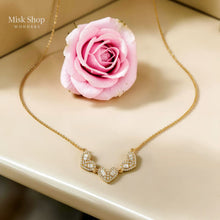 Triple heart zircon necklace 21k gold plated elegant jewelry from Misk Shop
