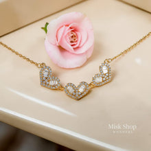Triple heart zircon necklace 21k gold plated elegant jewelry from Misk Shop
