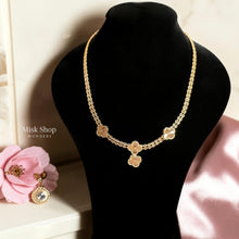 Van Cleef inspired clover jewelry set necklace bracelet earrings gold plated elegant jewelry from Misk Shop
