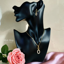 طقم سنسال وحلق مطلي ذهب 21 مرصع زيركون بتصميم دائري فاخر من Misk Shop