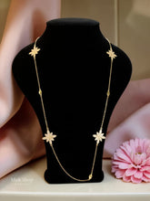 Long zircon flower necklace set with matching earrings 18k gold tone elegant jewelry from Misk Shop
